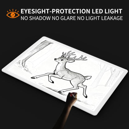 TOHETO Rechargeable A4 Light Board with Stand, Super Bright Magnetic Light Pad with Side Buttons, Wireless Light Box for Tracing and Drawing, Cordless LED Light Table for Diamond Painting, Sketching