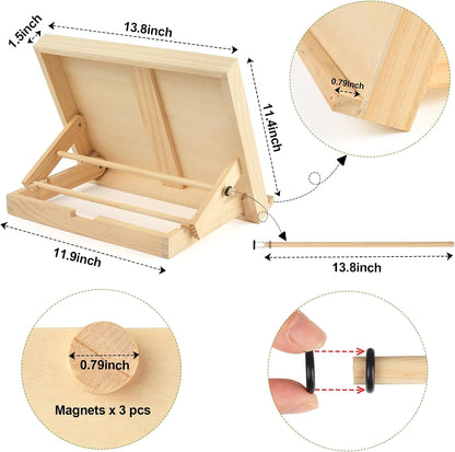 Kids Tabletop Art Easel with Paper Roll Dispenser | Adjustable Portable Desk & Table Top Painting Drawing Stand (13.8" x 11.4", Without Paper Roll)