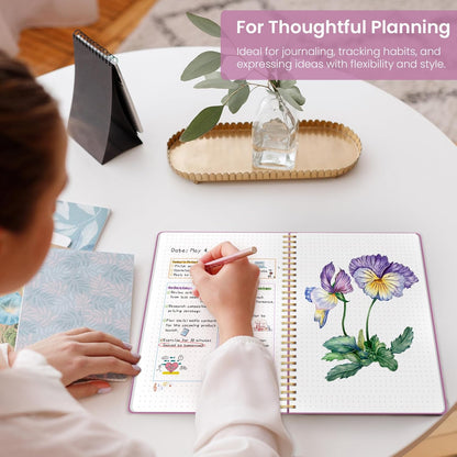 Taja Spiral Lined Notebook, 8.5"x11" Notebooks for Work, Large A4 Journal for Women & Men, College Ruled Journaling Notebook for Writing, Plastic Cover Spiral Journal, Purple