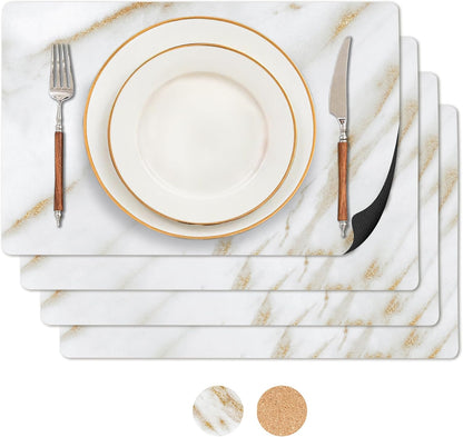 RIMONA'S Heat Resistant Cork Placemats Set of 4 - Natural Fine Cork, Waterproof, Heat Proof Table Protector, Non-Slip, Ideal for Gifting, Mother-in-Law Gift, All-Natural Hard Placemats