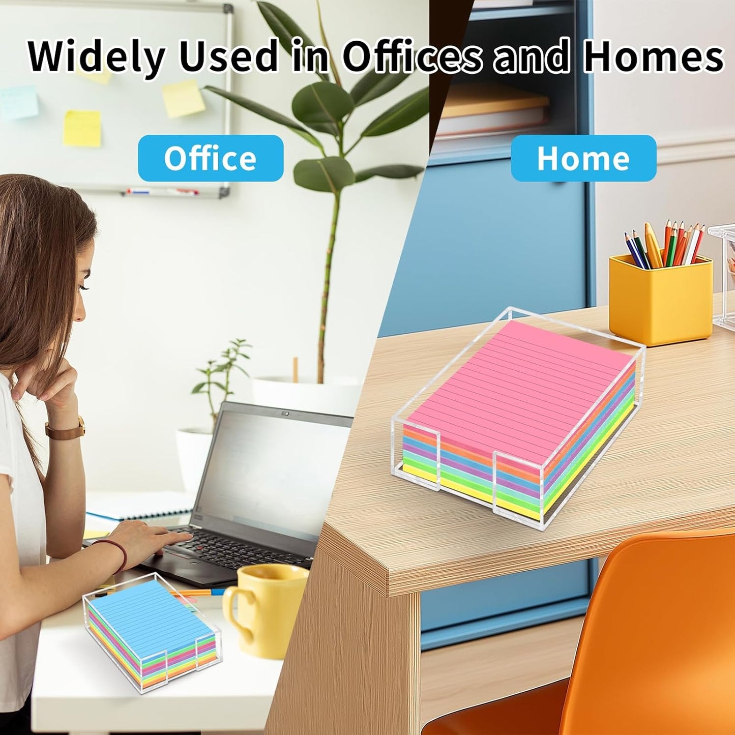 Acrylic Sticky Note Holder - 3 x 3 Inch Post It Note Holder, Crystal Clear Sticky Note Dispenser for Dorm Room Home and Office Acrylic Desk Organizer