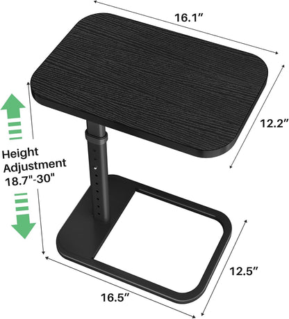 Kitstorack TV Tray Table, Adjustable Height & Flip-Top & Rounded Metal Corners, Snack Table for Couch, Sofa, Bed, Chair, Living Room, C Shaped End Side Table for Eating, Dinner or Laptop, Small Spaces