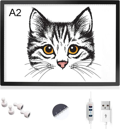 A0/A1/A2/A3/A4 Tracing Light Box, Portable Ultra-Thin Stepless Dimmable Brightness LED Light Pad, Wireless Rechargeable Led Light Board for Diamond Painting Sketching Drawing