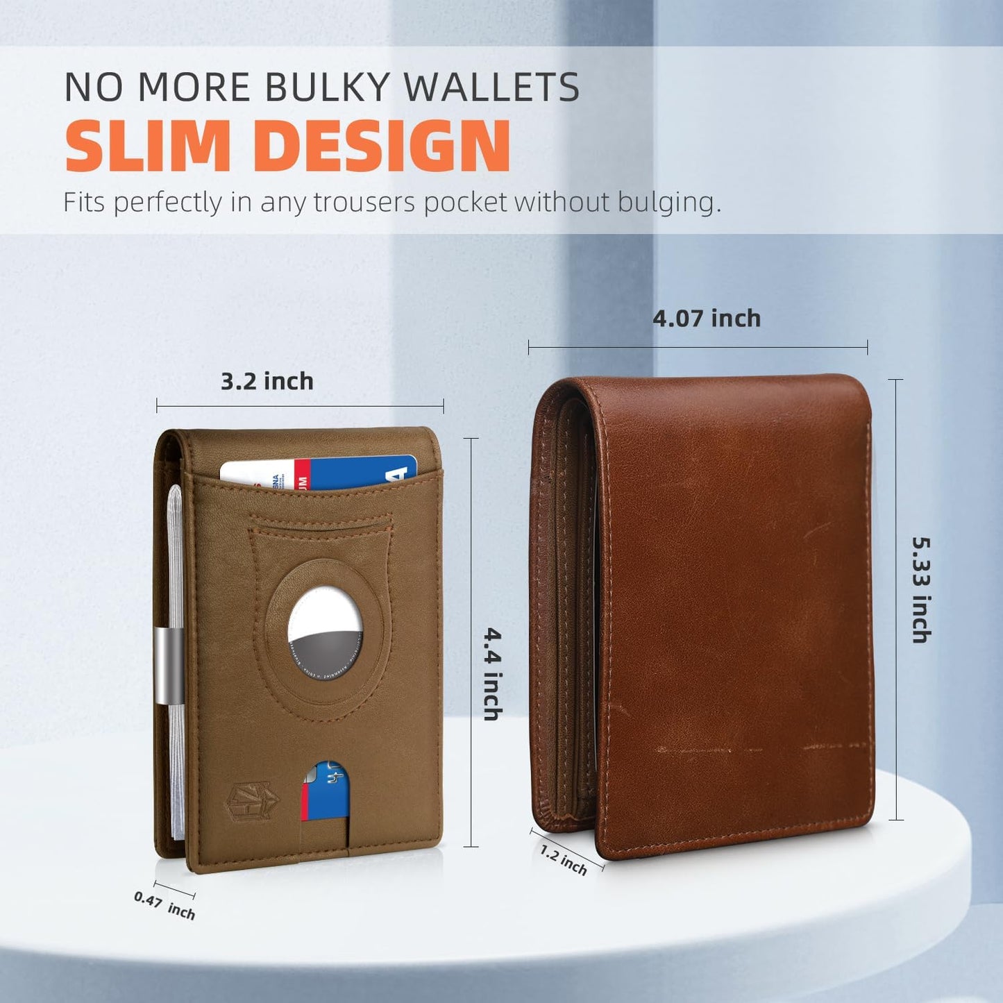 Zitahli Men's Wallets Airtag Holder Slim Rfid Leather with Gift Box