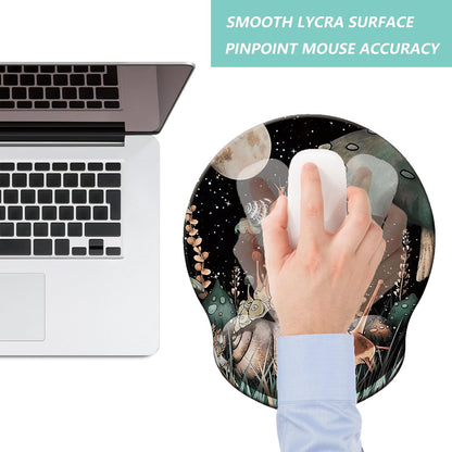Mouse Pad with Wrist Support, Ergonomic Mouse Pad with Memory Foam Wrist Rest Cushion, Non-Slip Rubber Base Gaming Mice Pad for Home Office Computer Laptop, Flowers Grass