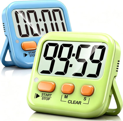 Antonki 2 Pack Digital Timer for Kids, Magnetic Countdown Kitchen Timers for Cooking, Egg, Classroom, Teacher, Exercise, Study, Oven - Battery Included