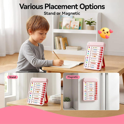 Chore Chart for Kids, Checklist Planning Board with Sliders, 19 Personalizable Sheets and Magnetic Marker, ADHD Tools for Kids to Do List Routine Chart Visual Schedule Board with Stand