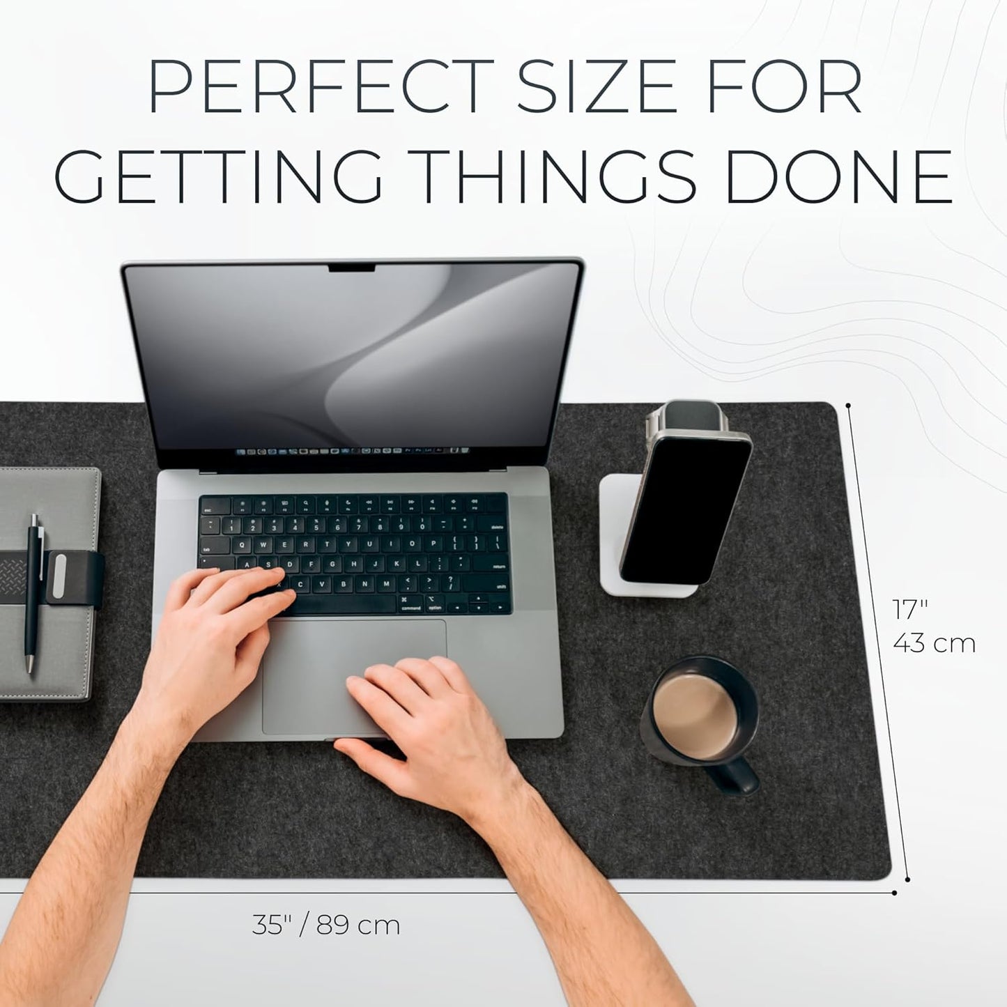 Nordik Large Felt Desk Mat – Stone Oat Beige – 35 x 17 inch – Computer Desk Mat – Keyboard and Mouse Pad – Large Desktop Felt Pad