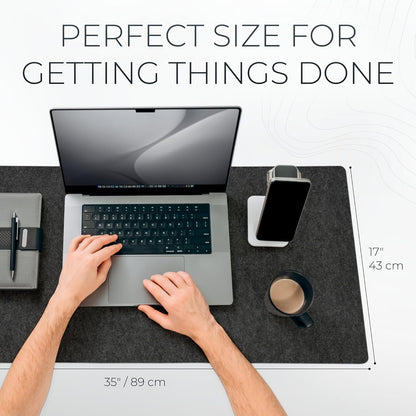 Nordik Large Felt Desk Mat – Stone Oat Beige – 35 x 17 inch – Computer Desk Mat – Keyboard and Mouse Pad – Large Desktop Felt Pad