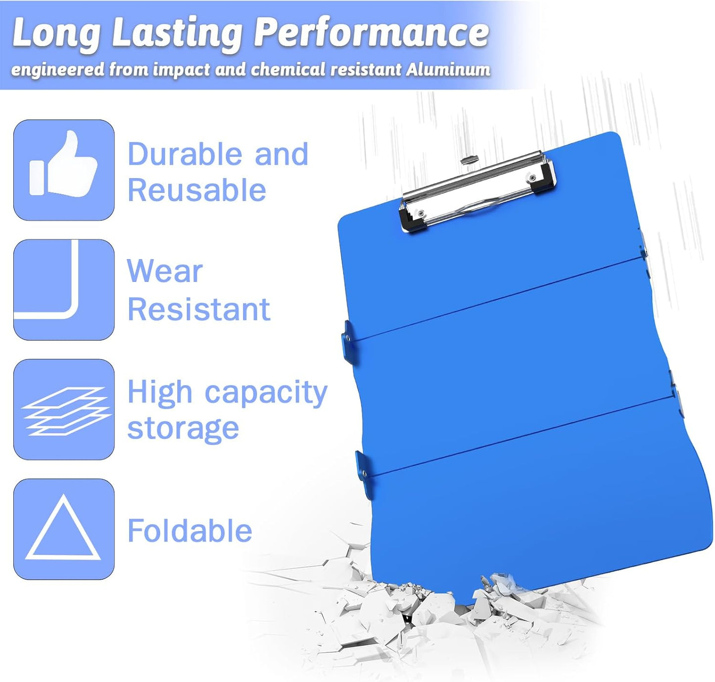 Clipboard Foldable Without Edition Cheat Sheets Aluminum 3 Layers Foldable Clipboards Pocket Size Profile Clip Clipboards Notepad for Students, Nurses,Contractor Trucker Driver