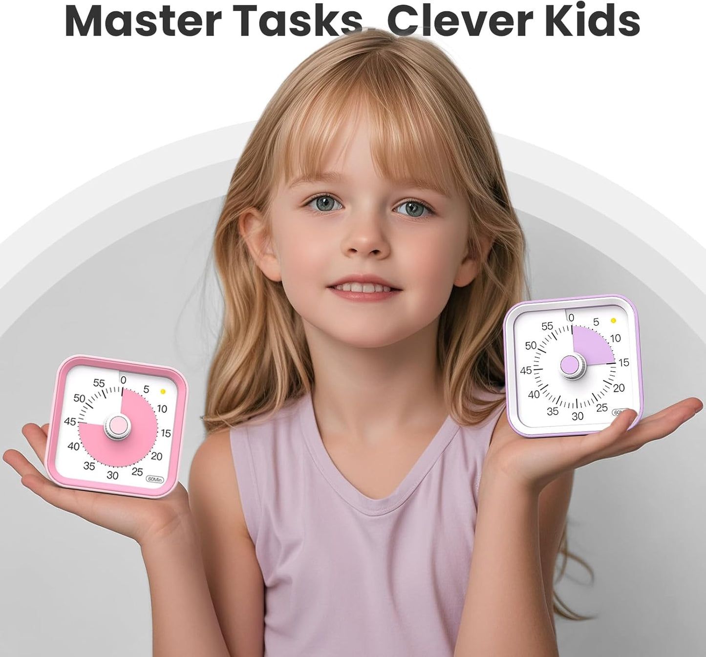 Visual Timer for Kids with Pause Function, 60 Minute Countdown Timer for Kids Desk Study, Teaching, Kitchen Cooking, Office Meetings, Time Management for ADHD (White)