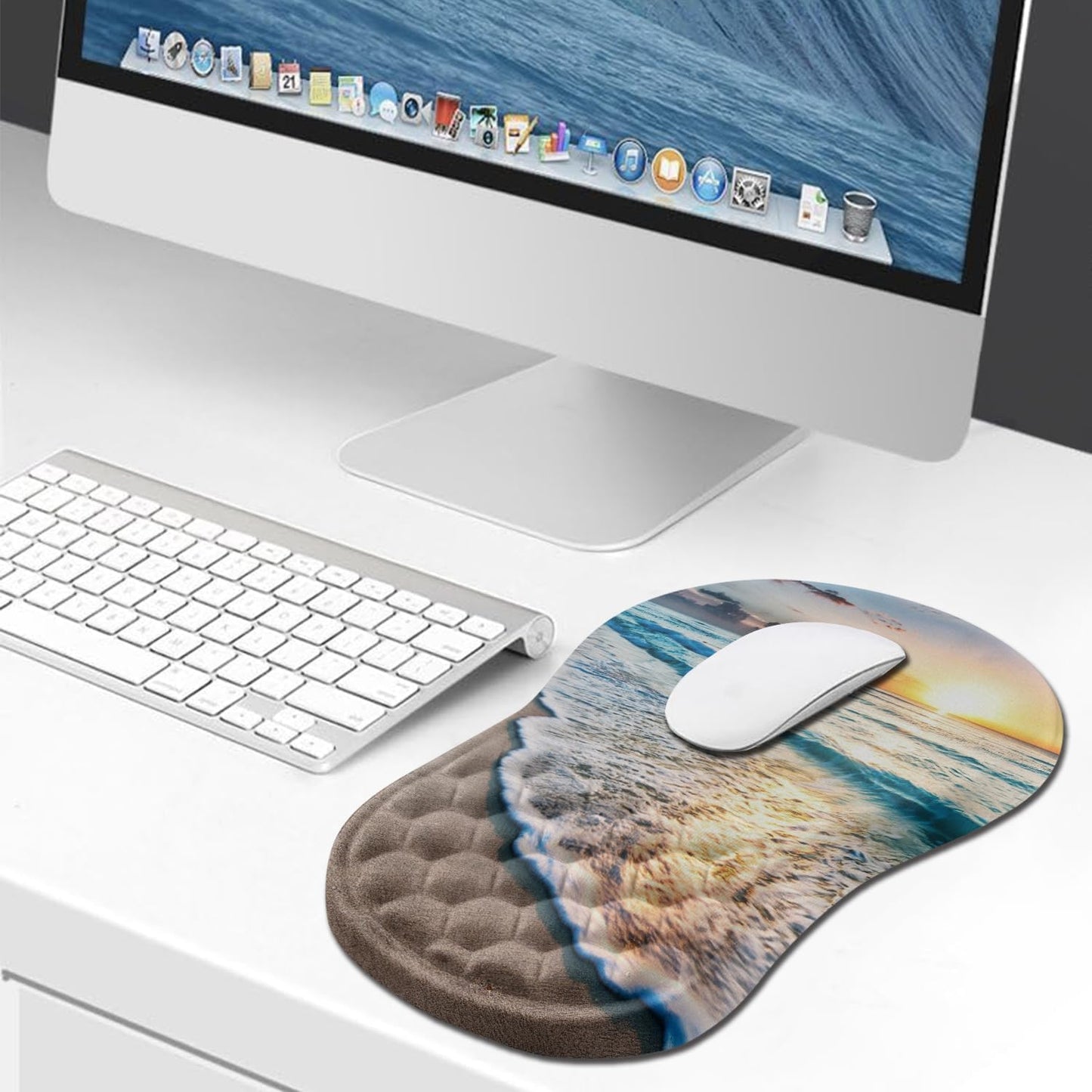 Hokafenle Ergonomic Mouse Pad Wrist Support, Wrist Rest Mousepad for Carpal Tunnel Pain Relief with Integrated Memory Foam Slope Massage Bulge (11.8x7.9 inch,Topographic Contour)