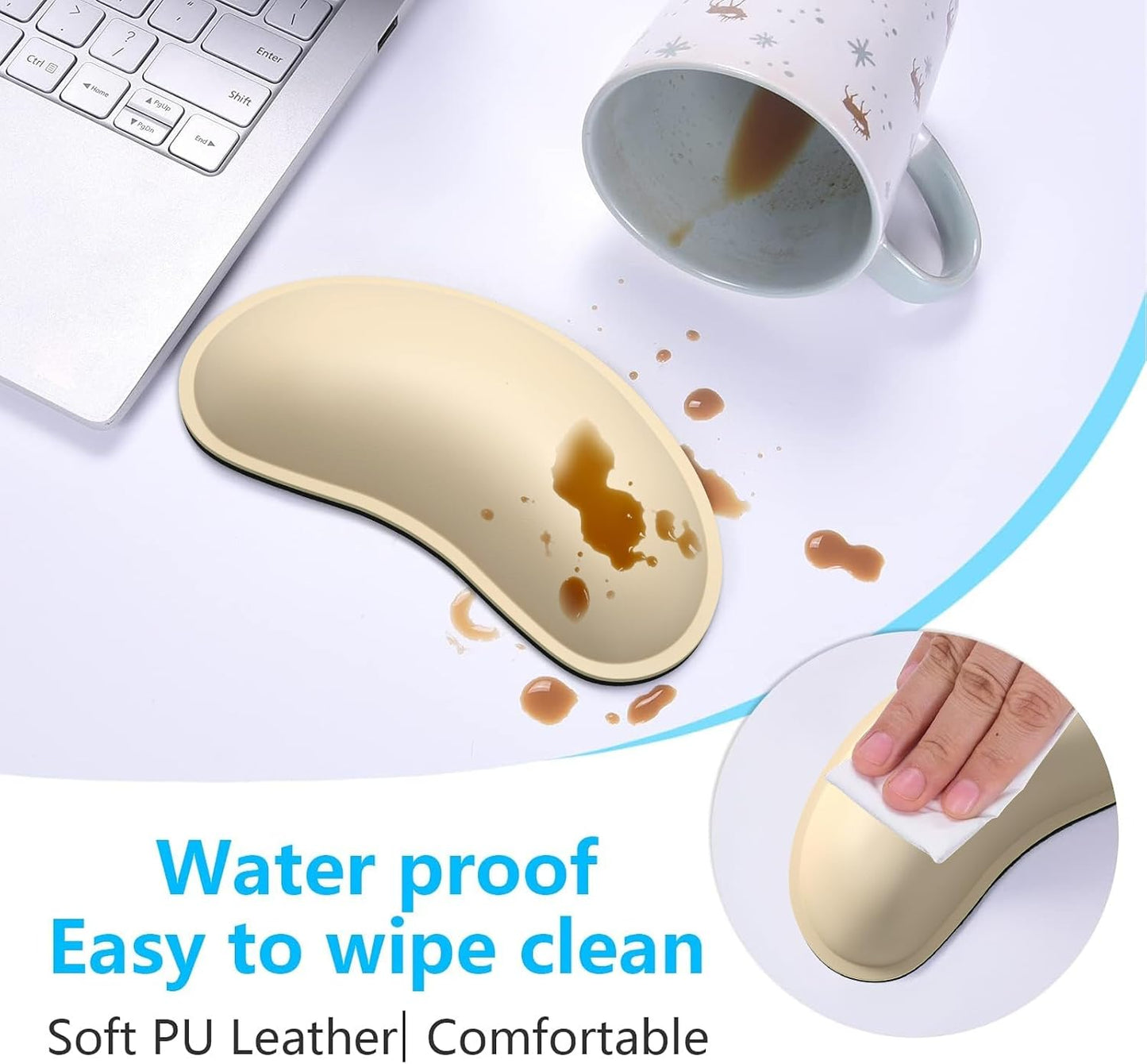 Dapesuom Mouse Wrist Rest, Ergonomic Memory Foam Mouse Wrist for Computer Desk Mats Support, PU Leather Hand Rest Pad Cushion for Gaming, Laptop, Men, Women, Pain Relief & Easy Typing, Black
