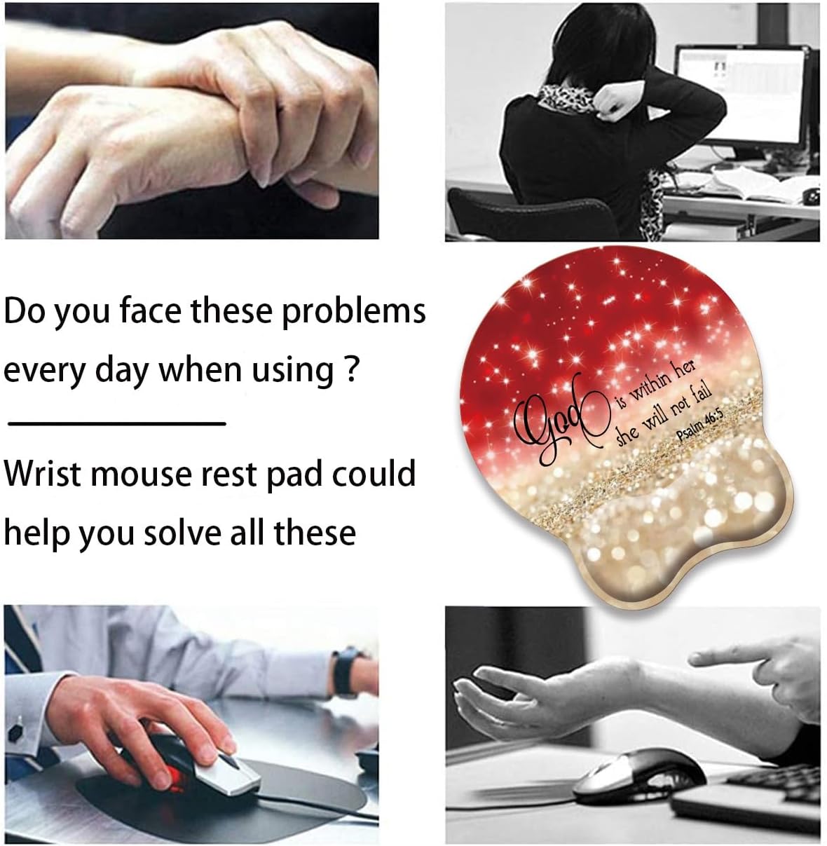 Mouse Wrist Rest and Keyboard Wrist Rest Pad Set, Non-Slip Rubber Base Smooth Surface Ergonomic Gaming Mouse Pad for Easy Typing and Pain Relief, Antique Blue Wood Grain Dog Paw + Coaster