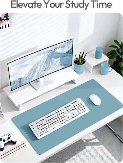 YSAGi Large Extended PU Leather Desk Pad Protector – Non-Slip Waterproof Desk Mat for Office & Home, Easy Clean Mouse Pad & Laptop Writing Blotter 35.4"x17" Black - Colors A