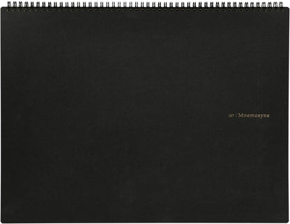 Maruman Mnemosyne Grid Notebook- Horizontal A4 Layout, 8.27" x 11.69", 70 Sheets / 140 Pages, 5mm Graph Paper Journal, Perforated Pages & Wire-Bound to Lay Flat, Black, Made in Japan