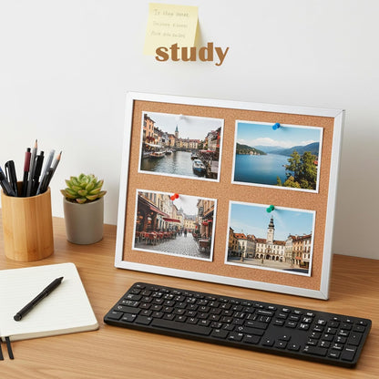 2 Pack Cork Board Desk Bulletin Board, 9.8"×9.8" Double Sided Pin Small Desk Cork Boards with Stand for Desktop Suitable with 10 Push Pins for Home, Office, Desks Message or Picture Boards