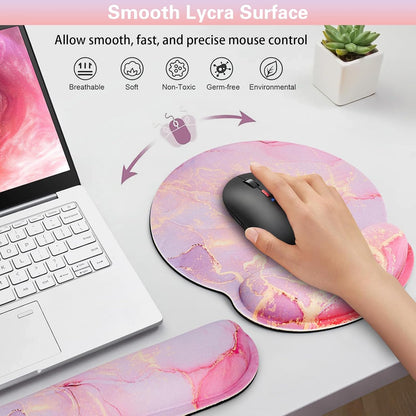 Ergonomic Keyboard Wrist Rest, Mouse Pad with Wrist Rest Anime, Cat Gaming Mousepad with Wrist Support, Memory Foam Wrist Rest Set for Computer Keyboard, Funny Cute Office Desk Accessories