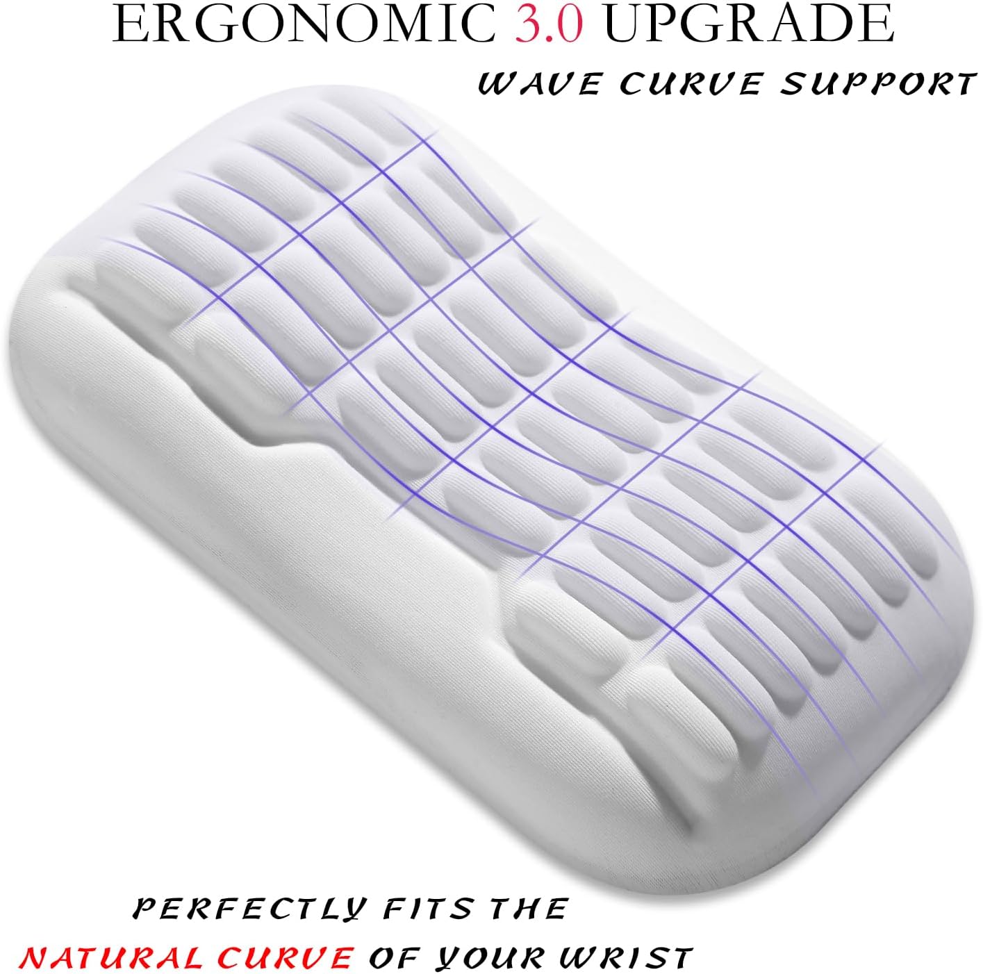 UnivoColors Ergonomic Mouse Wrist Rest,Latest 3.0 Wave Curve Design,High-Resilience Memory Foam Non-Slip Base,Reduces Wrist Fatigue,Ideal for Office Gaming & Long Hours of Use(Black)