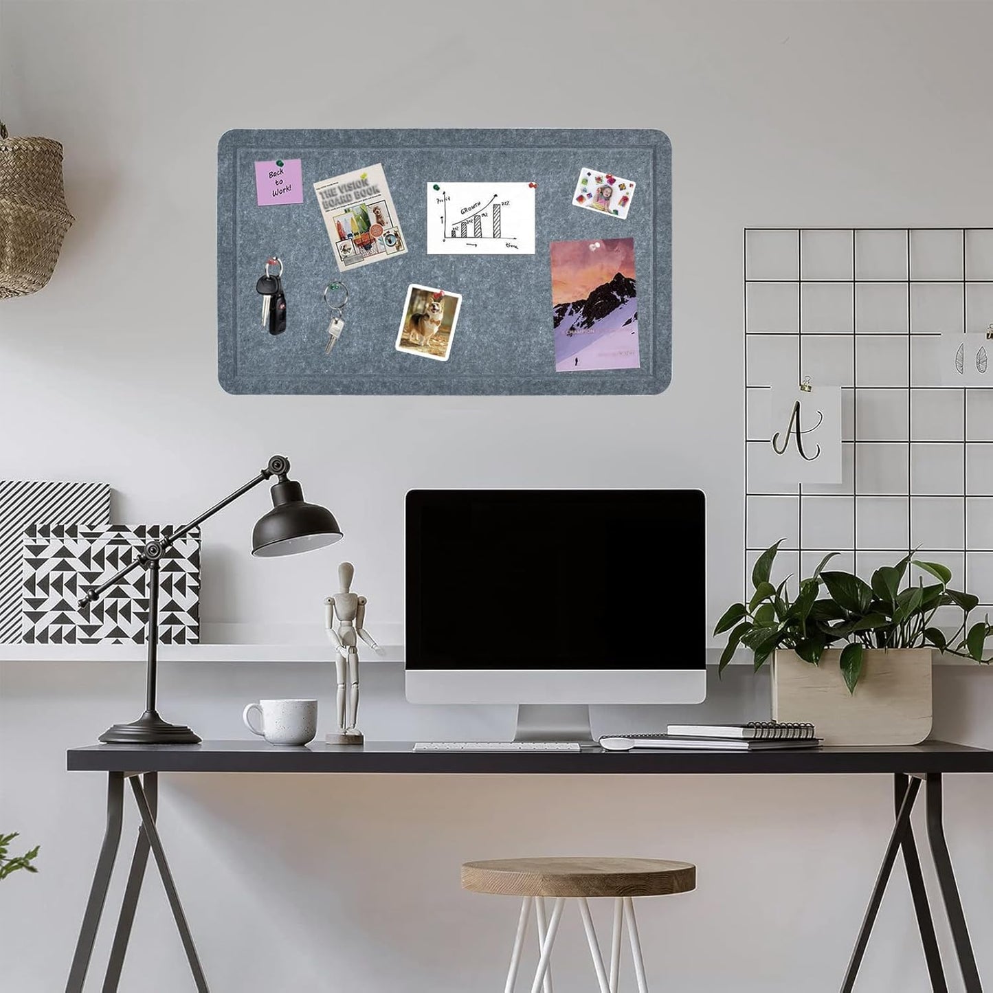 Vuzvuv Black 28"x16" Large Cork Board with 50 Push Pins & Sticky Notes, Self-Adhesive Bulletin Board for Wall, Felt Pin Vision Board for Paste Notes,Schedules Offices Home