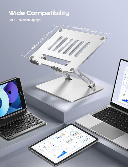 LOXP Adjustable Laptop Stand for Desk, Metal Foldable Laptop Riser Holder, Portable Ventilated Cooling Desk Book Shelf, Ergonomic Computer Notebook Stand Compatible with 10-15.6" Laptops