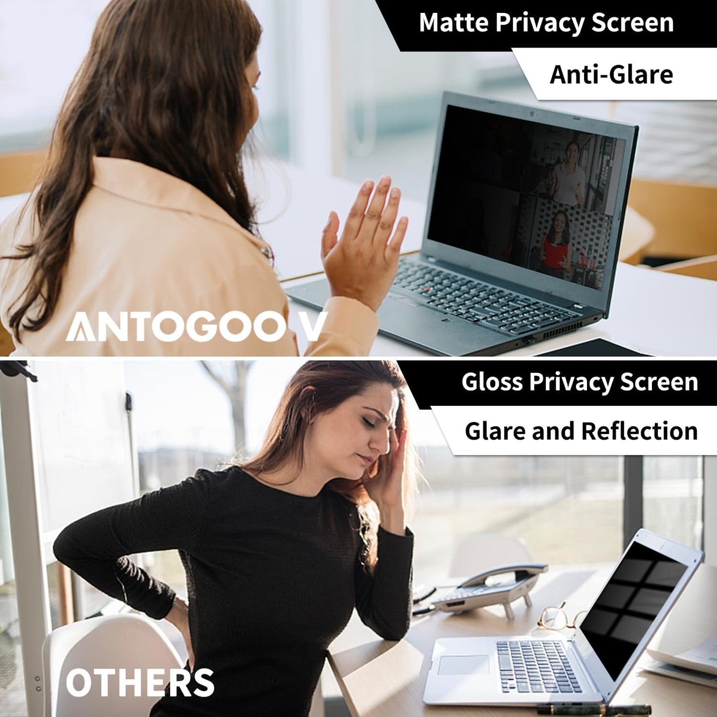 2 Pack Laptop Privacy Screen 15.6 Inch (1920x1080) Display, Anti Blue Light Glare Anti Scratch Computer Privacy Shield for 15.6" 16:9 Hp Lenovo Dell Acer Asus Samsung Portable Monitor