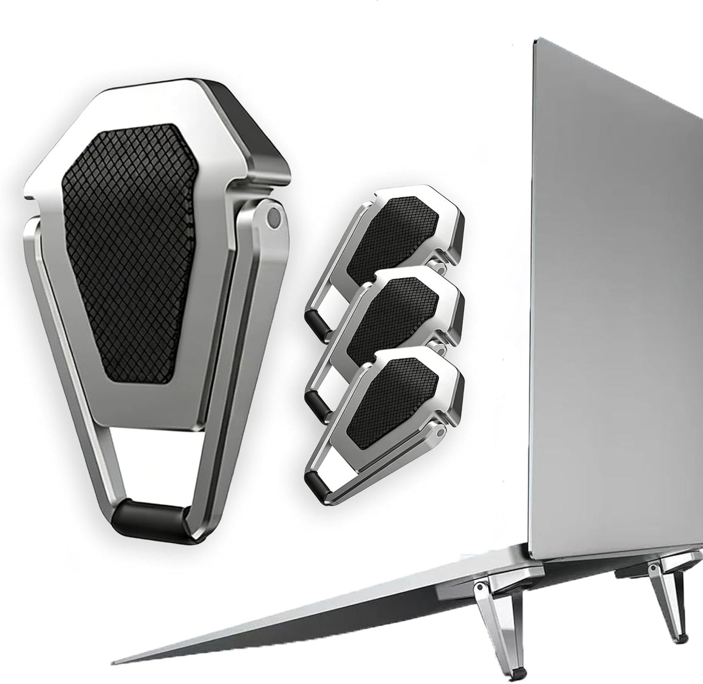 Laptop Riser Foldable Laptop Stand Portable Invisible Laptop Cooling Pad Laptop feet Suitable for 12-20 Inches Laptop Ergonomic Zinc Alloy Laptop Mini Stand Leg (Silver-2pcs)