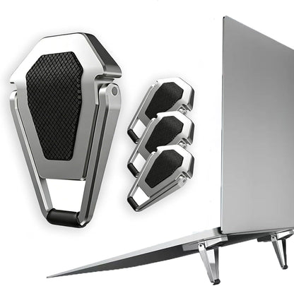 Laptop Riser Foldable Laptop Stand Portable Invisible Laptop Cooling Pad Laptop feet Suitable for 12-20 Inches Laptop Ergonomic Zinc Alloy Laptop Mini Stand Leg (Silver-2pcs)