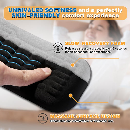 UnivoColors Ergonomic Mouse Wrist Rest,Latest 3.0 Wave Curve Design,High-Resilience Memory Foam Non-Slip Base,Reduces Wrist Fatigue,Ideal for Office Gaming & Long Hours of Use(Black)