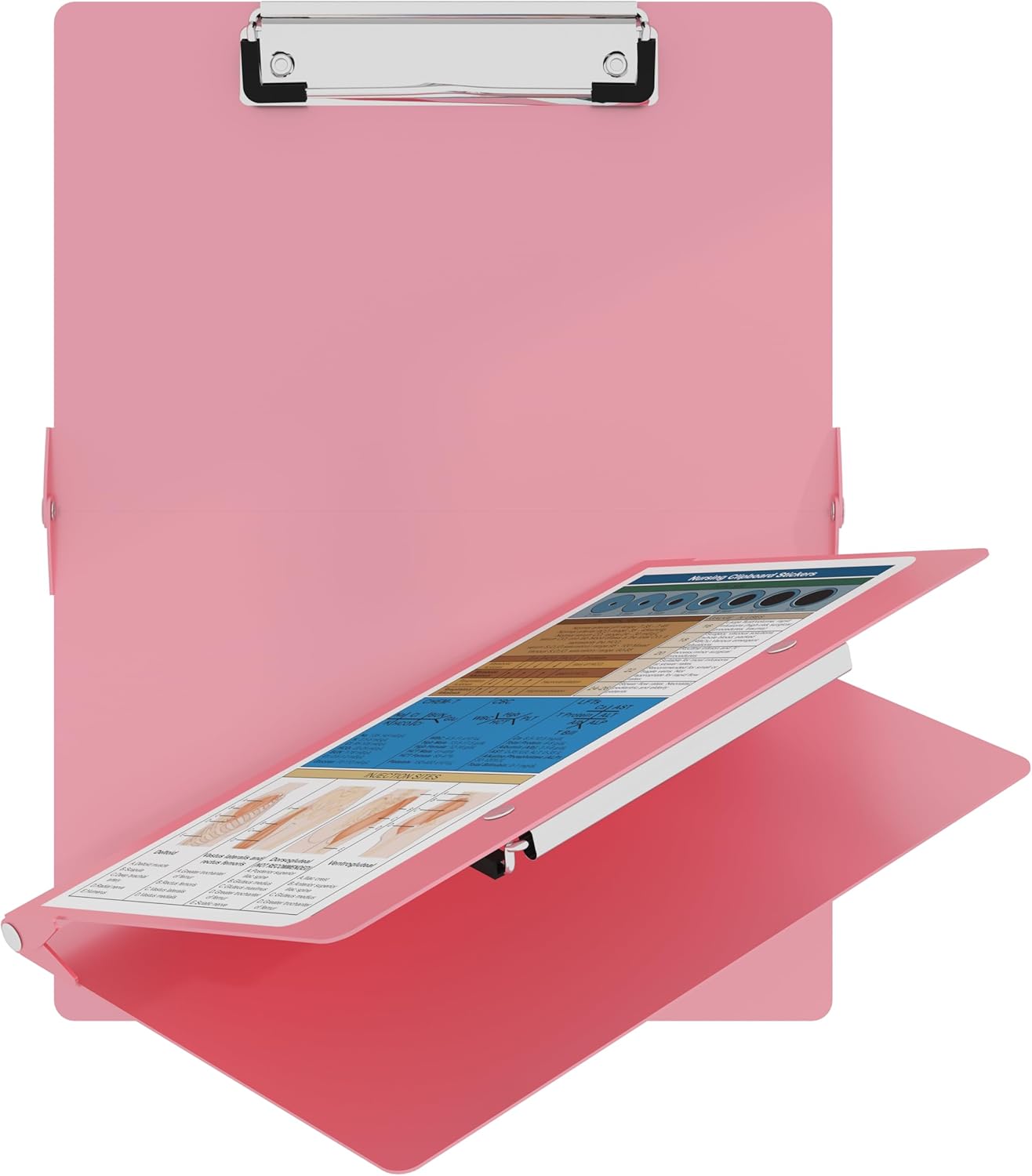 Nursing Clipboard with Nursing and Medical Edition Cheat Sheets Nursing School Essentials - Aluminum Foldable Nurse Clip Boards Essential Accessory for Efficient Patient Care (Mint)