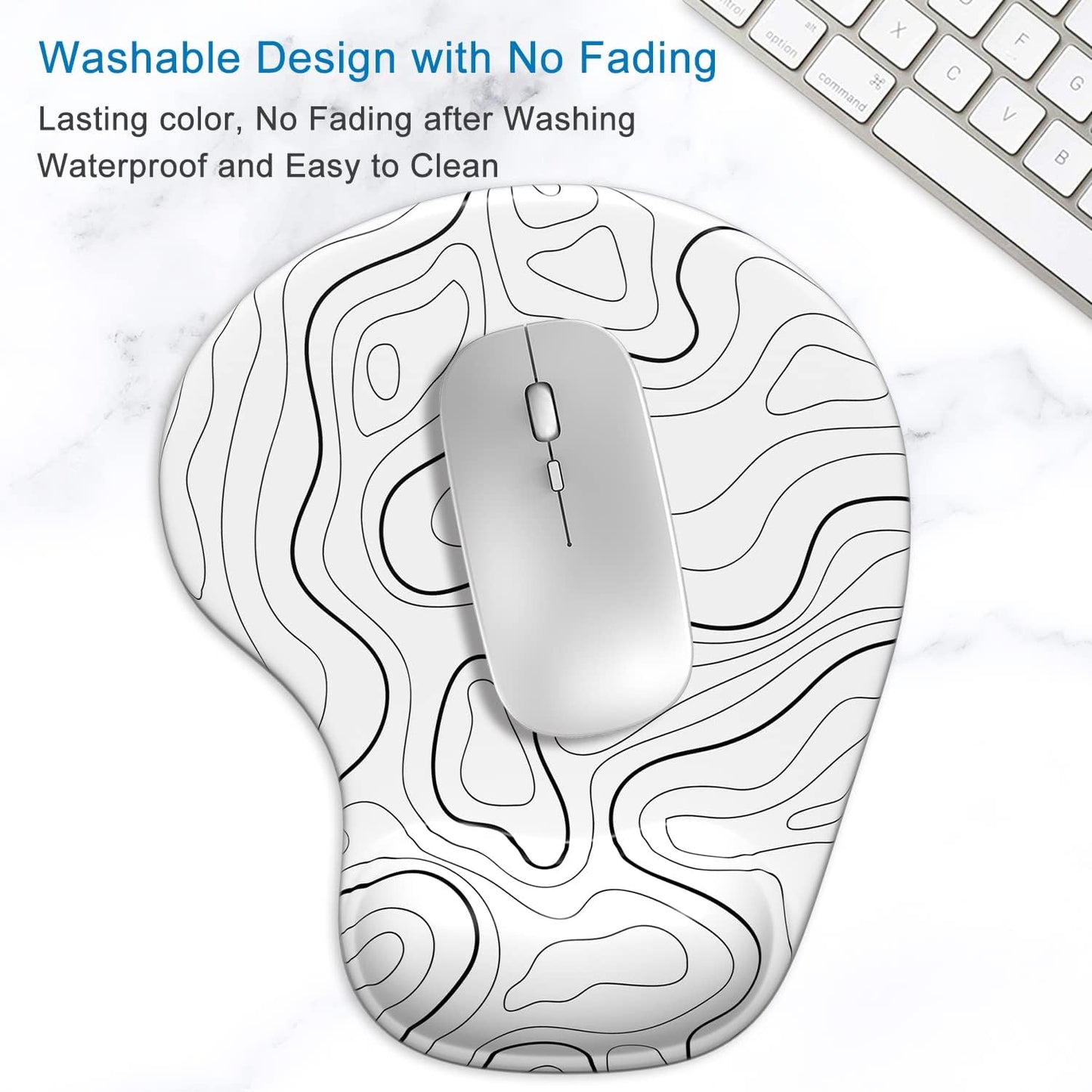ITNRSIIET Ergonomic Mouse Pad with Gel Wrist Support Wrist Rest Smooth Surface Non-Slip PU Base Comfortable Office Supplies Pain Relief, 9.5 x 8 inches, Beach