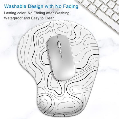 ITNRSIIET Ergonomic Mouse Pad with Gel Wrist Support Wrist Rest Smooth Surface Non-Slip PU Base Comfortable Office Supplies Pain Relief, 9.5 x 8 inches, Beach