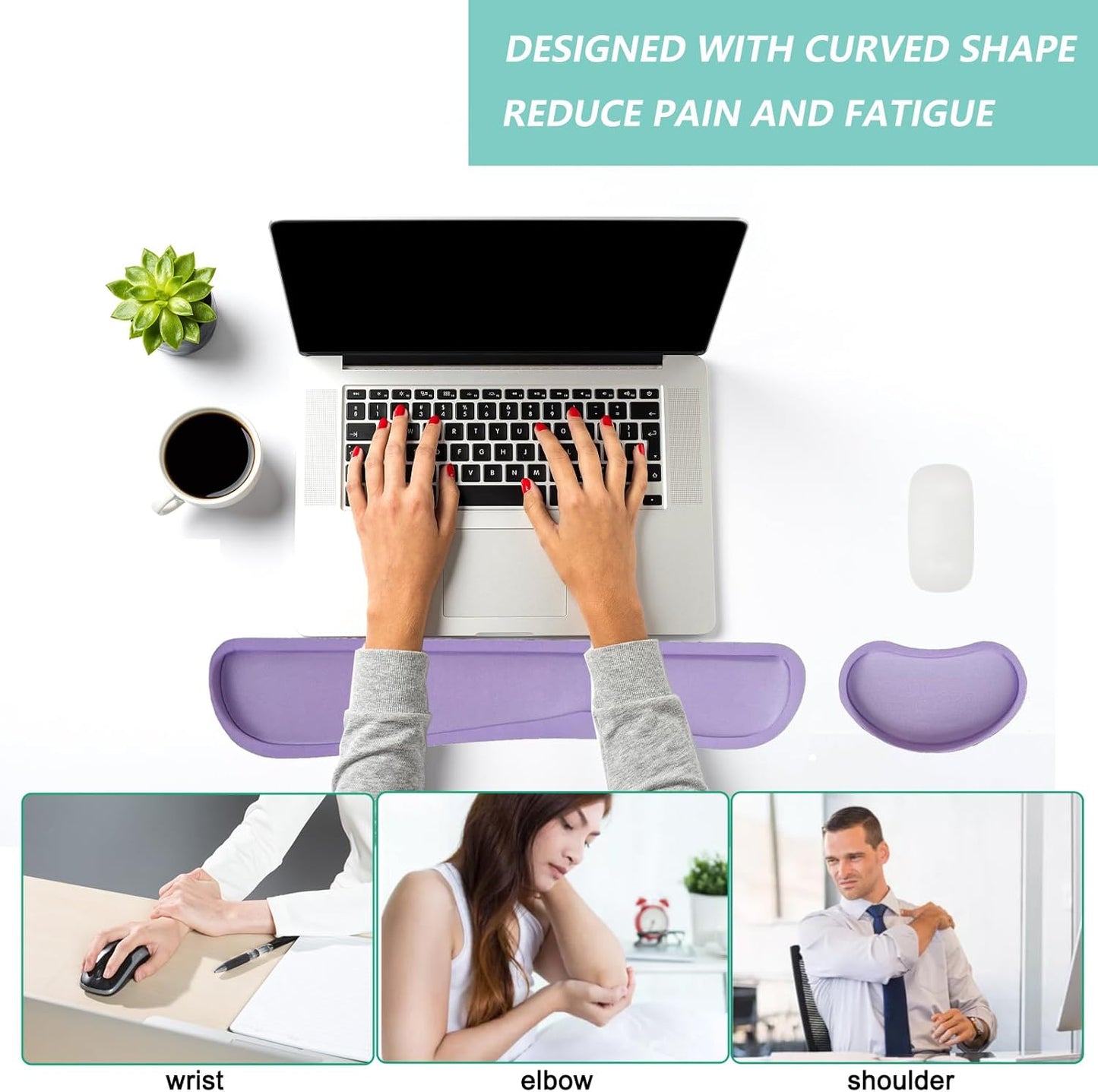 Keyboard Wrist Rest Mouse Wrist Support Set, Memory Foam Wrist Rest Pad for Computer Laptop Keyboard Mouse, Ergonomic Wrist Cushion Support for Typing Pain Relief, Gaming Home Office, Flowers Grass