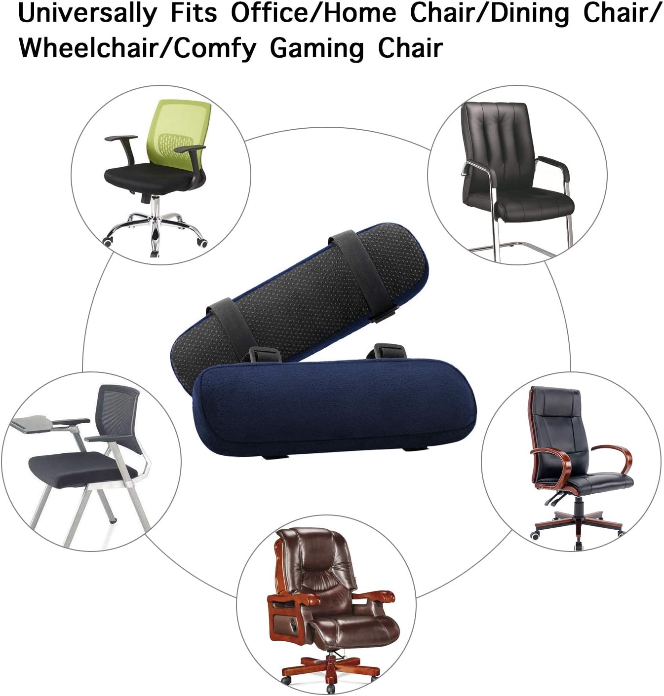 MOSISO Chair Armrest Pads (2 Pack), Memory Foam Home/Office Chair Arm Rest Covers Comfy Computer Gaming Elbow Cushion Removable Washable Elbow Support Forearm Pressure Relief, Black