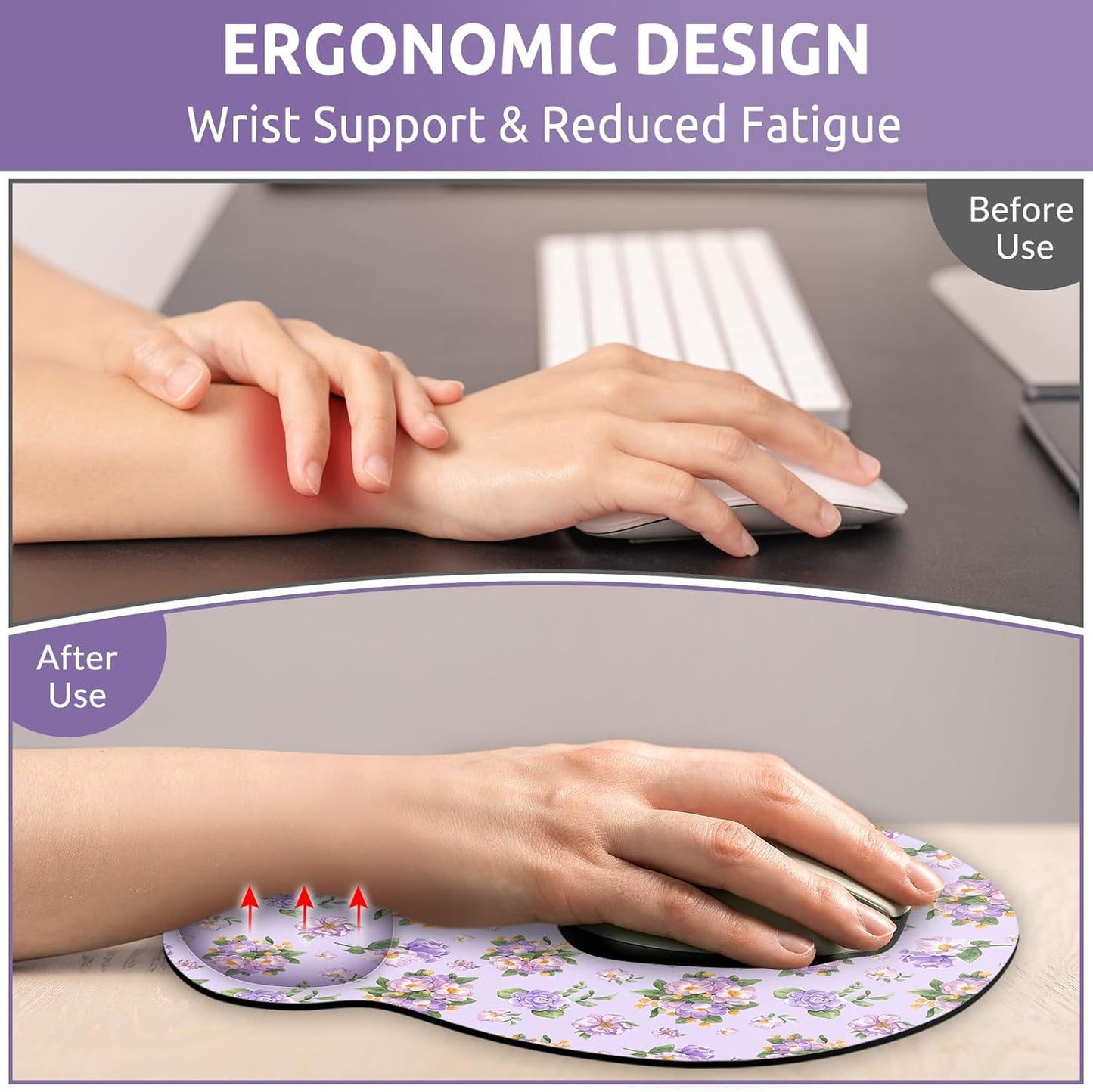 KONVINIT Ergonomic Mouse Pad with Wrist Rest, Small Mousepad with Non-Slip Rubber Base and Smooth Surface, Beach Mouse Pads for Desk, Office Desk Accessories