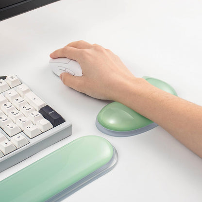 Gel Keyboard and Mouse Wrist Rest Set –White Clear Wrist Rest for Computer Keyboard 60%/68%/75%, Comfort & Support for Typing and Gaming