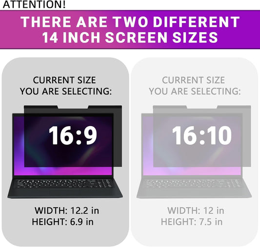 PYS Magnetic Laptop Privacy Screen 14 Inch 16:9 - Laptop Screen Privacy Shield, Anti-Blue Light, Anti-Glare Filter, Removable Screen Protector
