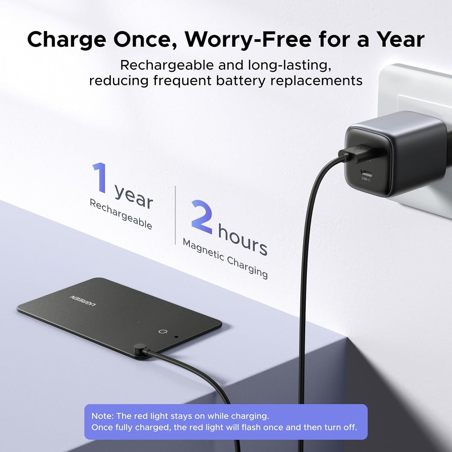 UGREEN FineTrack Slim S (Samsung Only) Wallet Tracker Card, 1-Year Rechargeable Bluetooth Tracker Card Finder Work with Samsung SmartThings APP for Galaxy S25/S24/S23 Ultra -1.7mm & IP68 Waterproof
