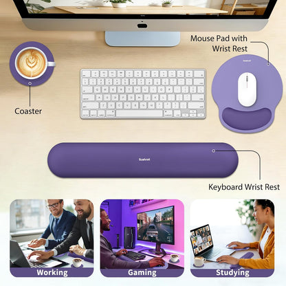 Sushret Mouse Pad and Keyboard Wrist Rest, 3-in-1 Gel Memory Foam Ergonomic Mouse Pad with Wrist Rest Set,Gaming Mousepad Arm Cushion Support for Computer Office Desk Accessories Cute Setup,Sage Green