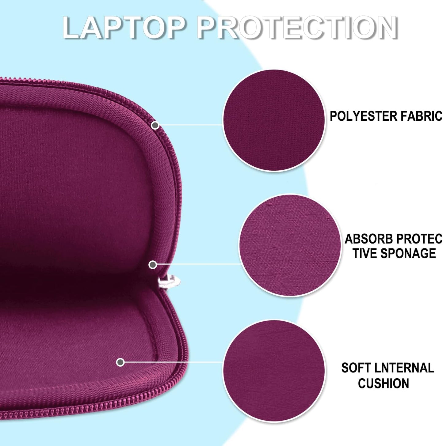Laptop Sleeve Case 14 inch, Shockproof Protective Laptop Cover Briefcase Carrying Computer Bag with Accessory Pocket Portable Computer Sleeve for 14" MacBook, HP, Dell, Lenovo, Acer, Black