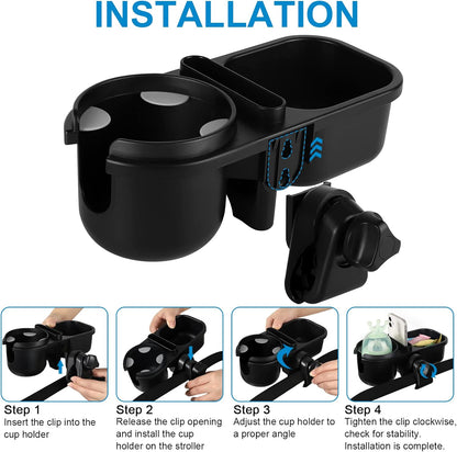 Accmor Stroller Cup Holder, Universal Cup Holder for Uppababy Nuna Doona Strollers, Bottle Drinks Holder for Wheelchair, Walker, Bike, Scooter