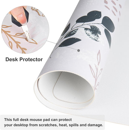 QIYI Large Mouse Pad, Cute Pink Desk Mat for Desktop, Women Girls PU Leather Desk Pad Waterproof Gaming Mousepad, Rose Gold Marble Computer Protector Writing Pad for School Office Home 31.5" x 15.7"