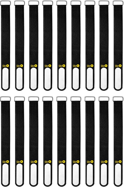 Wrap-It Storage Cinch-Straps, 5-in (20-Pack) Black - Hook and Loop Strap with Write on Label for Easy Cord Identification and Cable Management