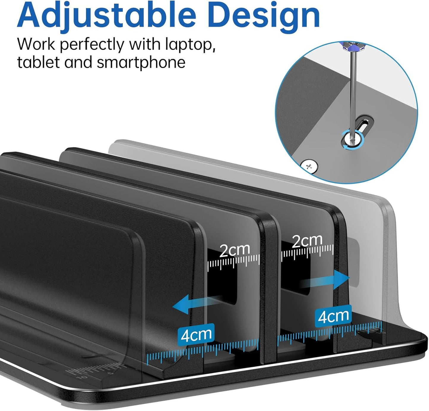 Vertical Laptop Stand for Desk Aluminum Book Holder with Adjustable Double Slot Desktop Accessories for MacBook Pro/Air Gaming Laptops, Black