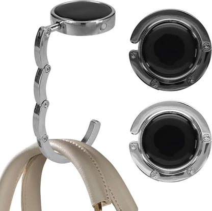 kwmobile Purse Hook for Table - Set of 2 Purse Holder - Folding Handbag Hanger - Portable Bag Holder - Bag Hooks for Desk - Table Hook Black