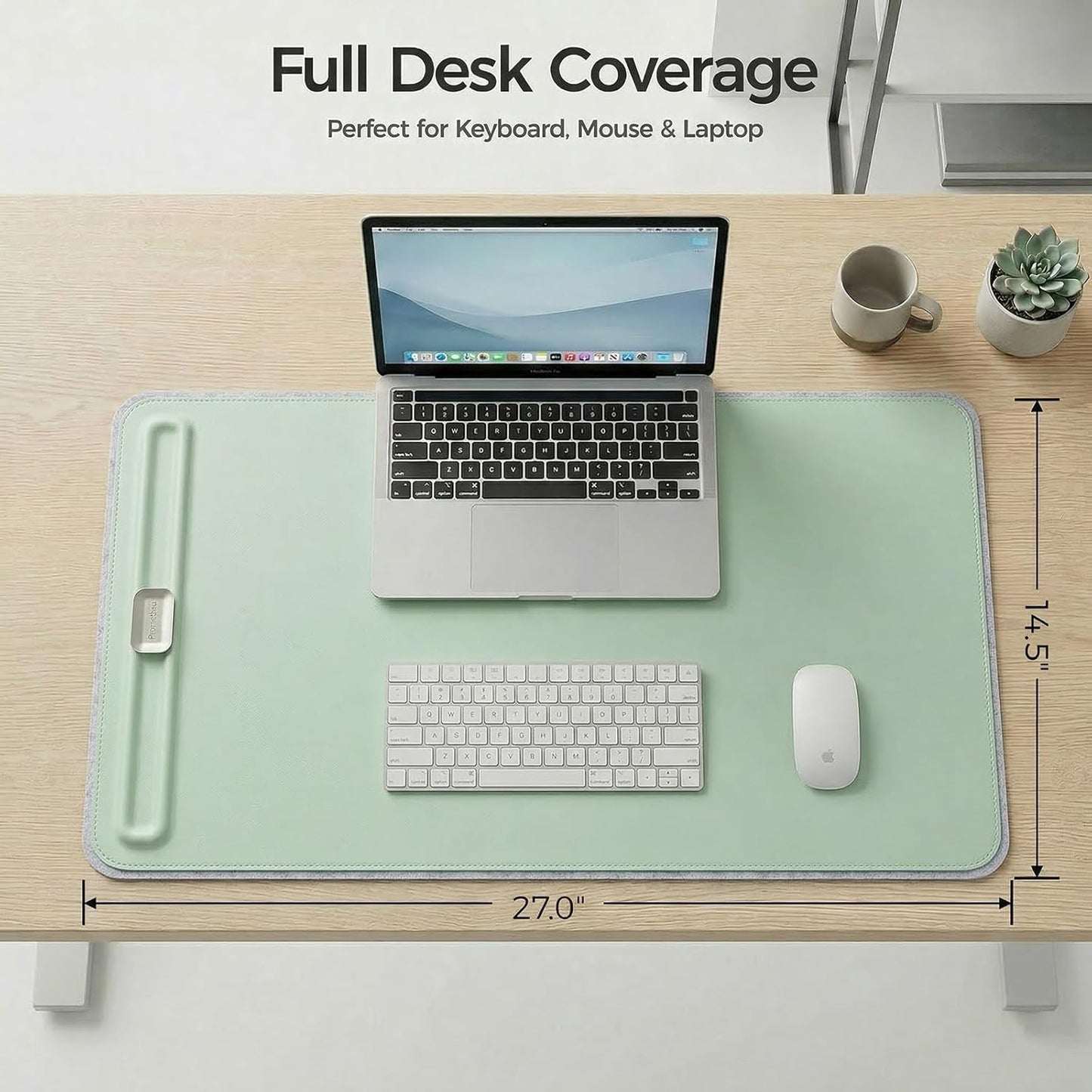 Desk Mat – Double-Sided Vegan Leather & Felt | Built-In Magnetic Cable Organizer & File Storage | Premium Workspace Pad for Office, Gaming & Creative Professionals-（Brown）