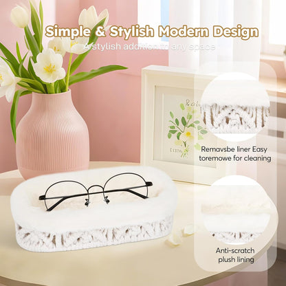 Glasses Holder,Anti-scratch Plush Lined Eyeglass Holder Stand for Nightstand Desk Storage Organizer