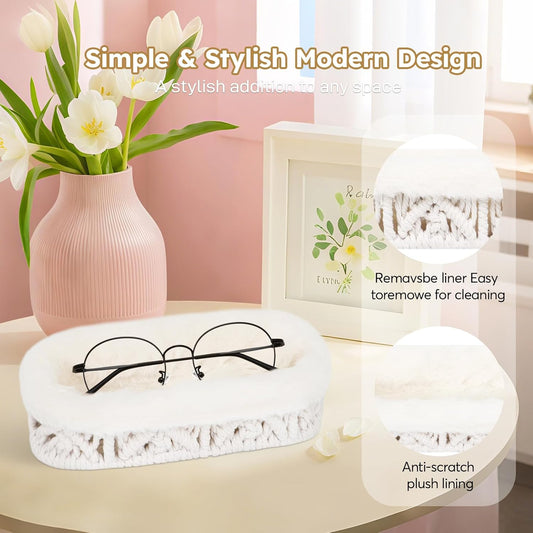 Glasses Holder,Anti-scratch Plush Lined Eyeglass Holder Stand for Nightstand Desk Storage Organizer