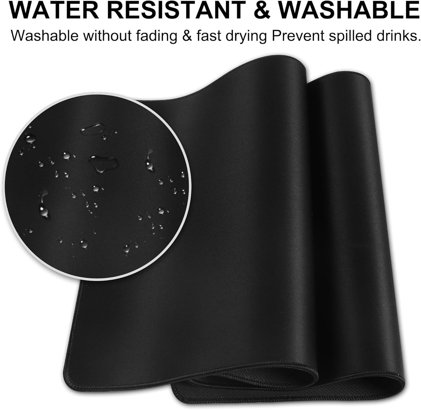 HGWALP Black Topographic Large Gaming Mouse Pad Extended XXL(900 * 400 * 3MM) Mouse Mat Long Desk Pad with Stitched Edges for Keyboard Home Office Gaming Work Big Desk Mat