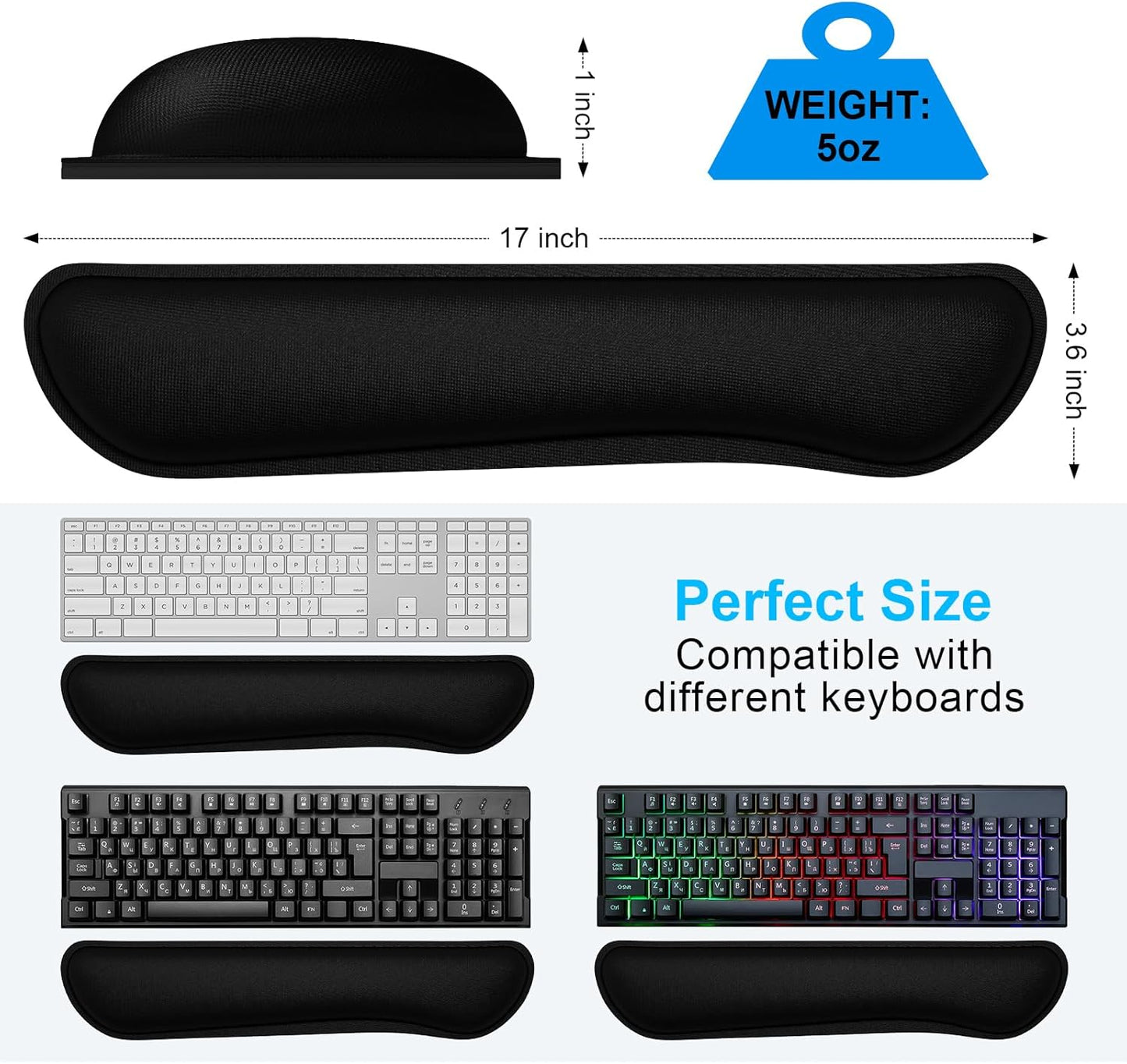 Dapesuom Enlarge Keyboard Wrist Rest, Memory Foam Keyboard Wrist Cushion for Computer Desk Mats Support, Pain Relief Ergonomic Mouse Pad Rests with Non-Slip Base for Gaming, Laptop, Radiant Orchid